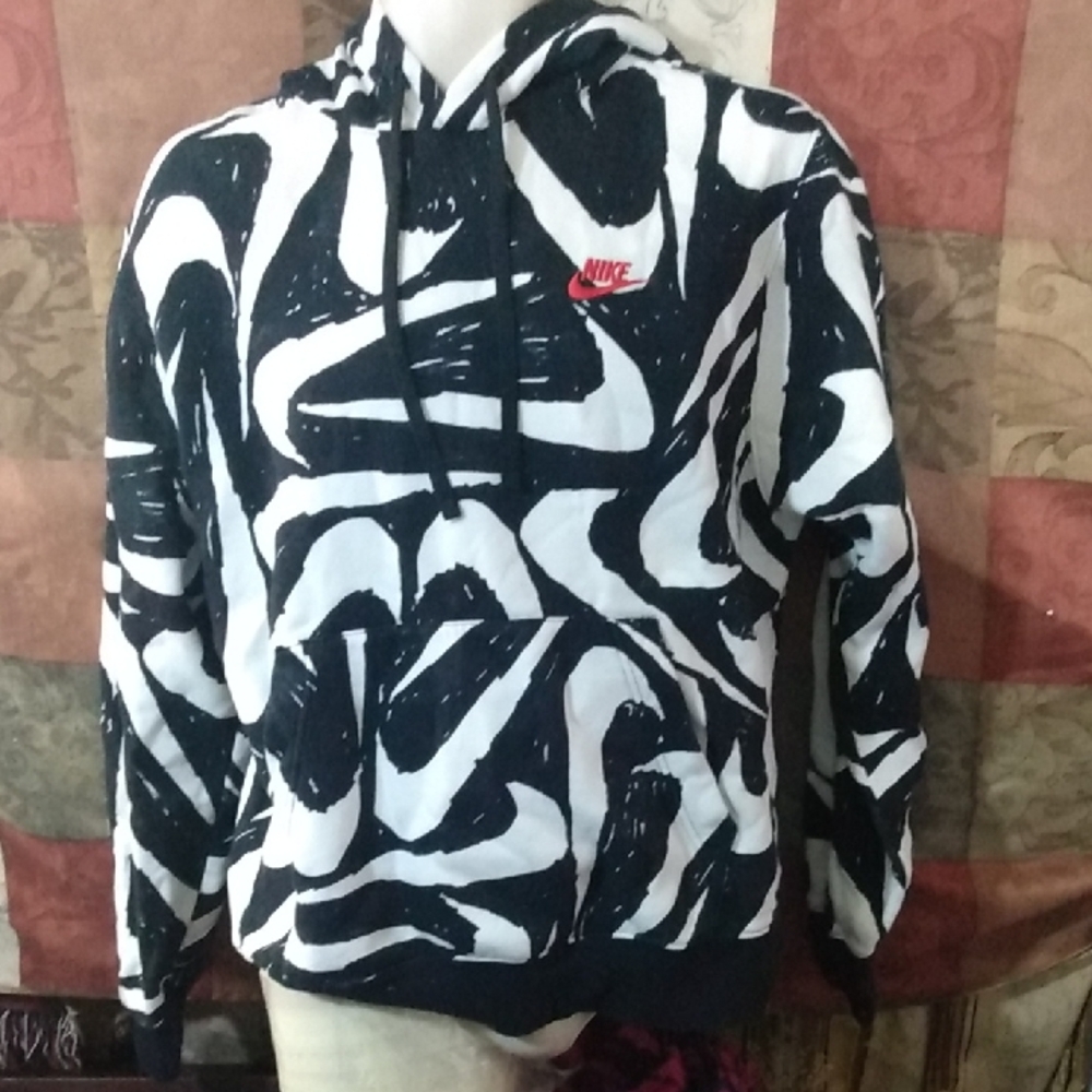 Nike Black and White Abstract Hoodie